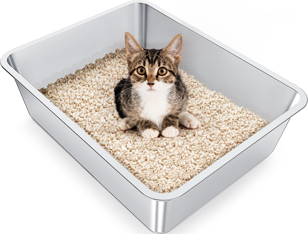Stainless Steel Cat Litter Box – Non-Stick, Rust-Proof, Extra Large