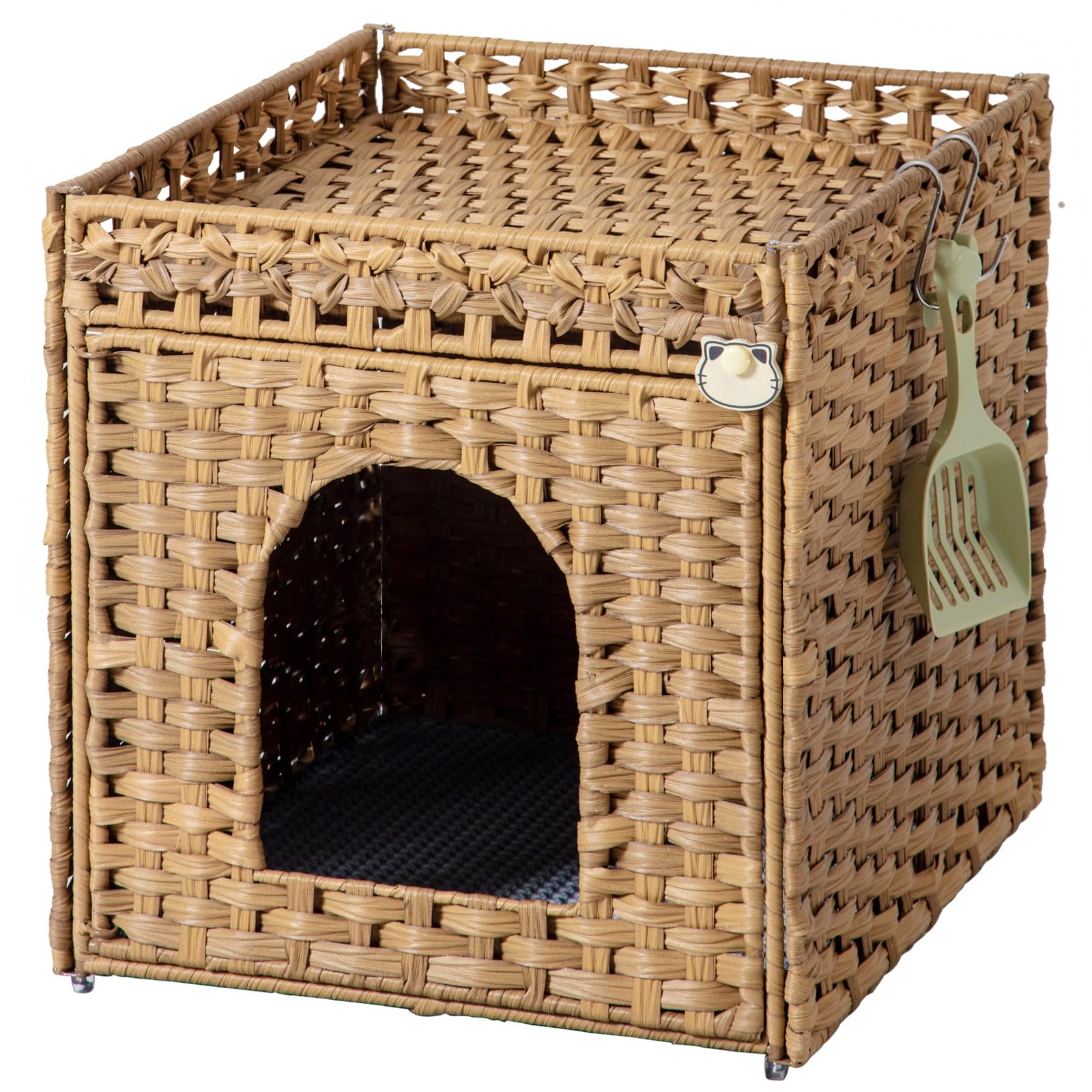 Cat Litter Box Enclosure – Handwoven Rattan Furniture with Hidden Litter Box